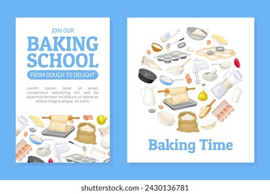 Baking Tool and Ingredients Banner Design Vector Template
