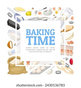 Baking Tool and Ingredients Banner Design Vector Template