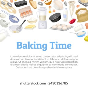 Baking Tool and Ingredients Banner Design Vector Template