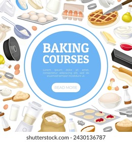 Baking Tool and Ingredients Banner Design Vector Template