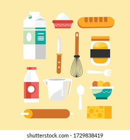 Baking tools collection set illustration