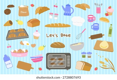 Baking Tools and Ingredients, dessert
 Illustration