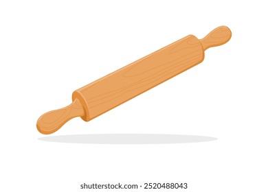 Baking Tools Vector Illustration Isolated on White Background. A Baking Kitchen Utensil and Cooking Tool Illustration. Rolling Pin Vector Illustration Isolated. Illustration of a Wooden Rolling Pin.