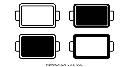 Baking Tray Icons Minimalist Kitchen Utensil Black and White Vector Graphic Design Set