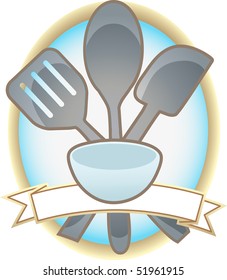 Baking Utensils Oval Blank Banner