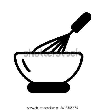Baking whisk bowl icon designed in glyph style