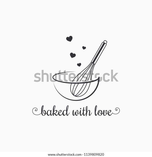 baking with wire
whisk logo on white
background