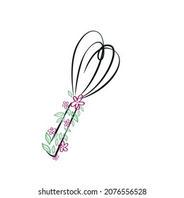 Baking with wire whisk watercolor logo on white background