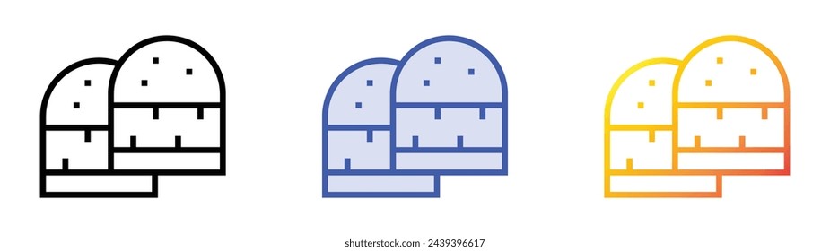 baklava icon. Linear, Blue Fill and Gradient Style Design Isolated On White Background