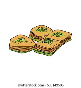 Baklava isolated illustration icon on white backround. 