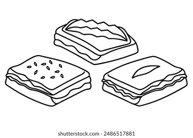 Baklava line art stunning design drawing hand illustration