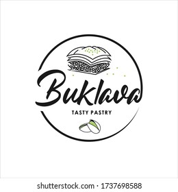 Baklava Logo Pastry and Bakery Vector, Food Label Stamp Graphic Design Template Idea