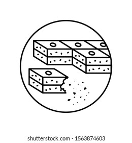 Baklava nuts crumbs food bakery in circle icon. Simple line, outline vector of bakery icons for ui and ux, website or mobile application