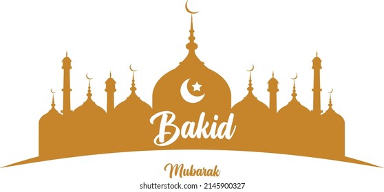 bakrid mubarak caption isolated on mosque icon situated on white background vector image.