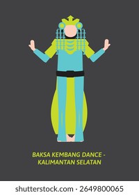 Baksa Kembang Dance Vetor - Traditional Flower Offering Dance de South Kalimantan, Indonesia