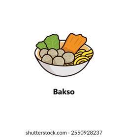 Bakso Indonesian Traditional Food Vector Illustration