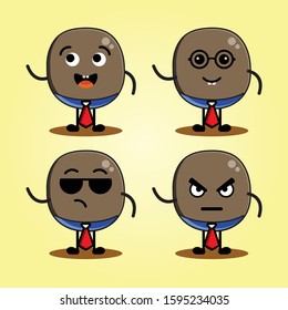 Bakso, mascot cartoon big boss meatballs vector design Illustration