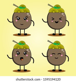 Bakso, mascot cartoon meatballs female vector design