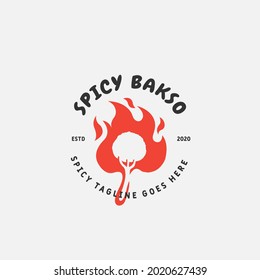 Bakso or meatball logo design template. chinese text translation "meatball". Vector illustration.