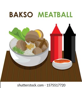 Bakso, Meatball is One Of Indonisian Popular Food Illustration Vector