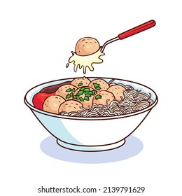 
Bakso is one of the most popular foods in Indonesia after mie ayam. This food consists of meat balls, white noodles, celery, gravy, soy sauce and sweet sauce.