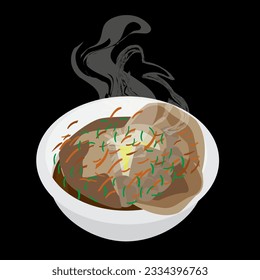 bakso super, Indonesian meatballs, flat design