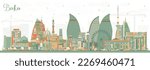 Baku Azerbaijan City Skyline with Color Buildings. Vector Illustration. Baku Cityscape with Landmarks. Business Travel and Tourism Concept with Historic Architecture.