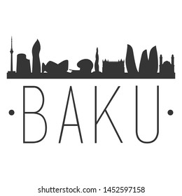 Baku Azerbaijan. City Skyline. Silhouette City. Design Vector. Famous Monuments.