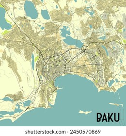 Baku, Azerbaijan map poster art svg