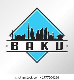 Baku, Azerbaijan Skyline Logo. Adventure Landscape Design Vector City Illustration Vector illustration.