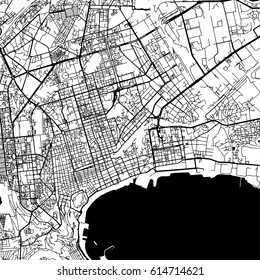 Baku Azerbaijan Vector Map Monochrome Artprint, Vector Outline Version for Infographic Background, Black Streets and Waterways svg