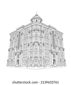 Baku, Azerbaijan. Vector Outline Illustration