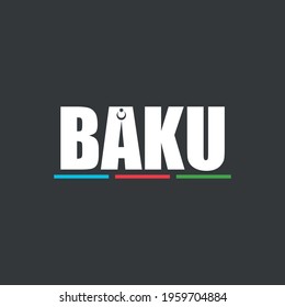 Baku city text Colorful Letters Vector Illustration
