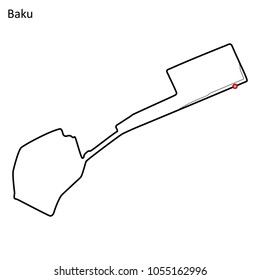 Baku grand prix race track. circuit for motorsport and autosport. Vector illustration.