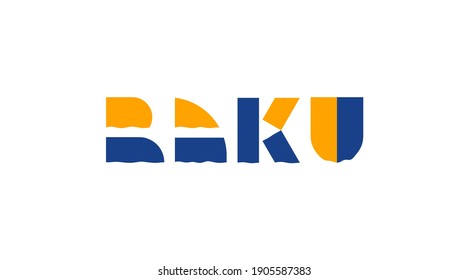 Baku Lettering Logotype. Azerbaijan City Baku Vector Icon