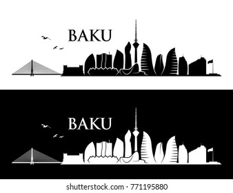 Baku Skyline - Azerbaijan - Vector Illustration