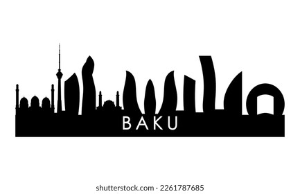 Baku skyline silhouette. Black Baku city design isolated on white background. 