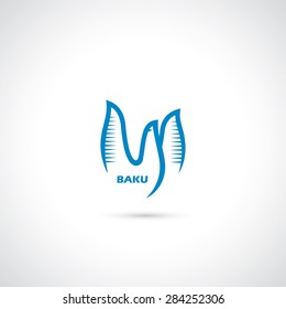 Baku symbol - flame towers - bird symbol - vector illustration
