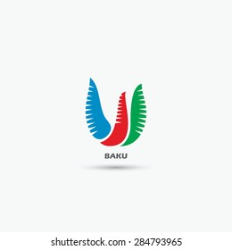 Baku symbol - flame towers - bird symbol - vector illustration
