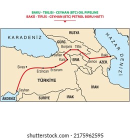 Baku - Tbilisi - Ceyhan oil pipeline. BTC. Vector svg