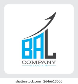 BAL Company Logo Design Growth vector, BAL Upward Arrow Business Success Logo vector, Corporate Branding BAL Logo Concept vector, BAL Modern Financial Growth Chart Logo vector,