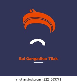 Bal Gangadhar Tilak Face graphic illustration Icon.