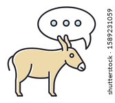 Balaam Donkey Bible story color icon. Speaking animal and speech cloud. Religious legends. Christian religion, holy book scene plot. Biblical narrative. Isolated vector illustration