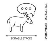 Balaam Donkey Bible story linear icon. Speaking animal and speech cloud. Biblical narrative. Thin line illustration. Contour symbol. Vector isolated outline drawing. Editable stroke