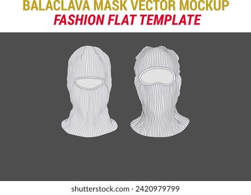 Balaclava Bandit Mask SKI Mask Mockup Balaclava Outline Streetwear Balaclava Apparel Villain SKI Mask Vector Fashion Illustration Balaclava Fashion Flat Template