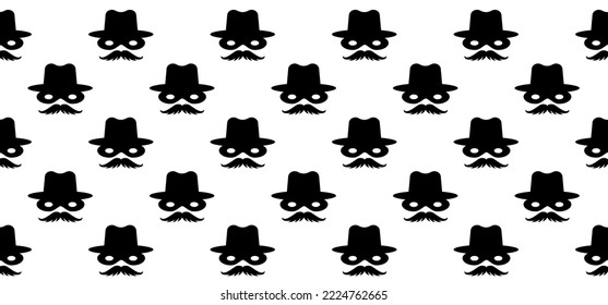 Balaclava. Bank robber and crooks eye mask. Intermediary or unrecognizable person. Cartoon mafia, detective or spy with hat. Man face for incognito, anonymous, strangers. Zorro mask. Bowler hat.
