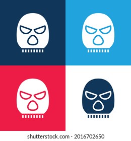 Balaclava Blue And Red Four Color Minimal Icon Set