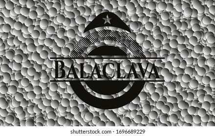 Icono o emblema oscuro de Balaclava con fondo de burbujas. Ilustración vectorial. Detallado.