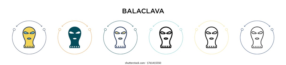 Balaclava Icon in gefüllt, dünne Linie, Umriss und Strich Stil. Vektorgrafik von zwei farbigen und schwarzen balaclava Vektorgrafiken-Designs kann für mobile, i, web-basierte