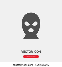 Balaclava icon vector. Thief symbol. Linear style sign for mobile concept and web design. Robber symbol illustration. Pixel vector graphics - Vector.
